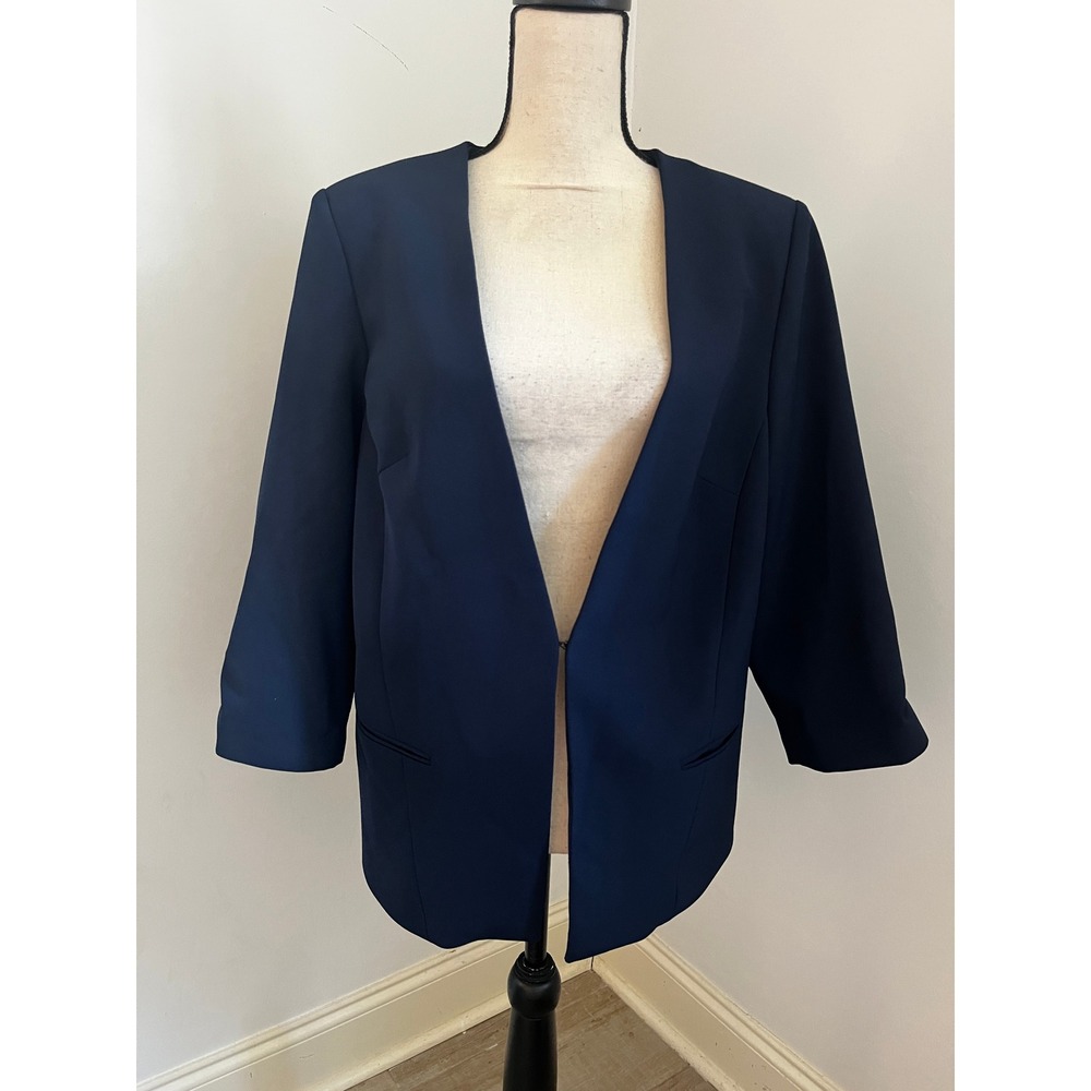 Open Blazer Jacket size XL Navy Blue Office Chic Preppy Minimalist Career Modern